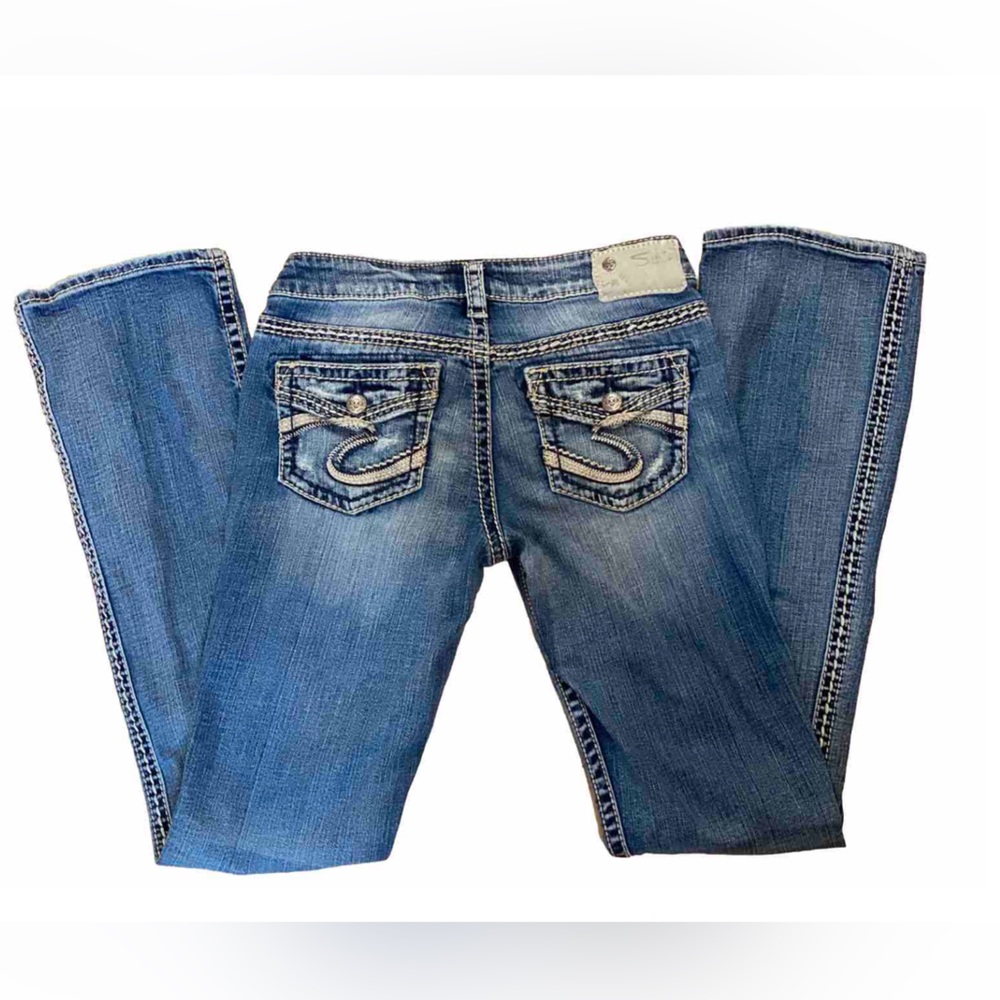 Women's Blue Denim Jeans with Embellished Back Pockets